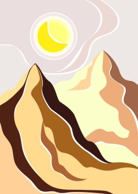 Güneşli dağın vektör çizimi