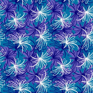 suluboya kusursuz mavi ve mor çiçek deseni.