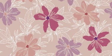 Çiçekli pürüzsüz desen, el çizimi