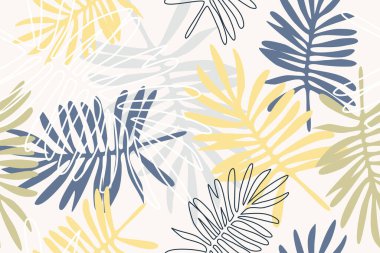 Tropik palmiye yaprakları. Botanik kusursuz desen.