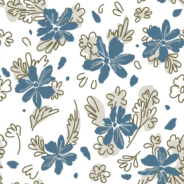 Çiçek ve yapraklı kusursuz çiçek deseni