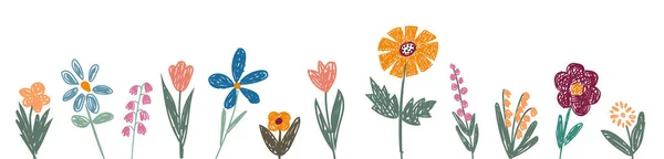Fleurs Printemps Illustration Vectorielle Dessinée Main — Image vectorielle