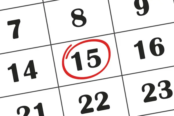 Date Calendrier Est Surlignée Crayon Rouge Calendrier Mensuel Enregistrer Date — Image vectorielle