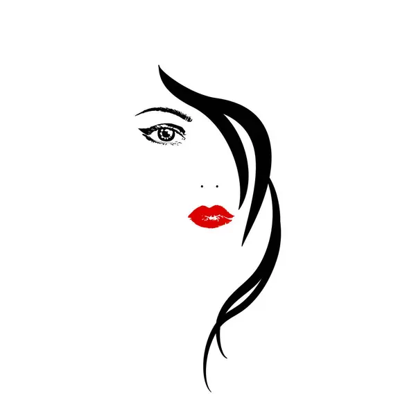 Femme Visage Silhouette Portrait Fille Mode Illustration Vectorielle — Image vectorielle