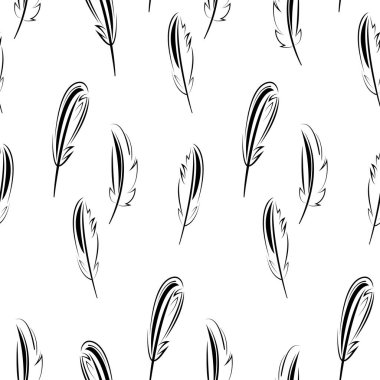 Beyaz arkaplanda kuş tüyleri pürüzsüz desen 