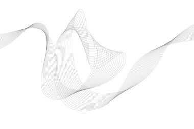 Harmanlama aracını kullanarak oluşturulan çizgilerle soyut eğri dalga. Tasarım için monokrom stilize çizgi sanat dalgası elementi. Vektör illüstrasyonu şeffaf arkaplanda izole edildi