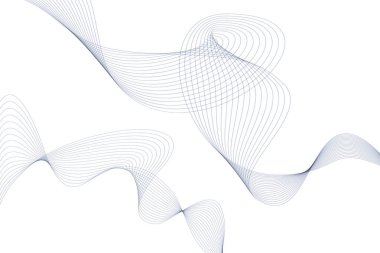 Harmanlama aracını kullanarak oluşturulan çizgilerle soyut eğri dalga. Tasarım için monokrom stilize çizgi sanat dalgası elementi. Vektör illüstrasyonu şeffaf arkaplanda izole edildi