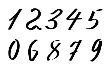 Beyaza izole edilmiş bir karalama dijital simgesi seti. Matematik sembolü, serbest çizgi çizimi. Çizim vektör illüstrasyonu