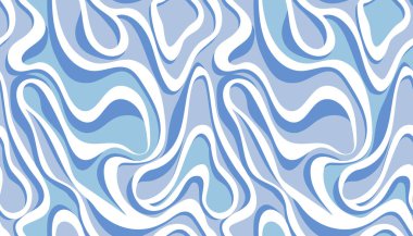 Dalgalı çizgileri olan kusursuz soyut desen. Mermer çizgili, mavi beyaz. Sıvı arka plan. Optik etki, hareket yanılsaması.