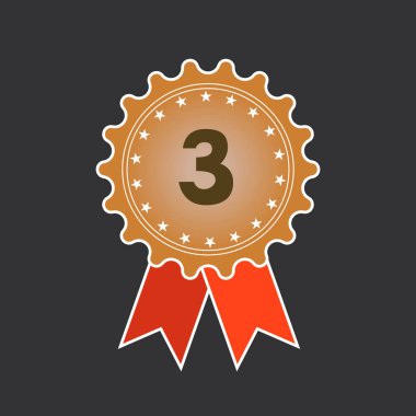 Üç madalyalı madalya. Üçüncülük için bronz çıkartma. Moda düz stil, vektör çizimi, izole edilmiş