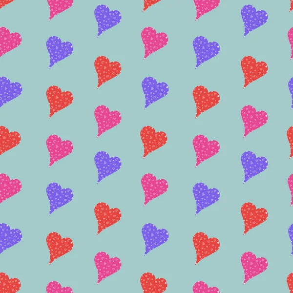 Simple Seamless Pattern Multicolored Hearts Valentines Day Background Design Packaging — Stockfoto