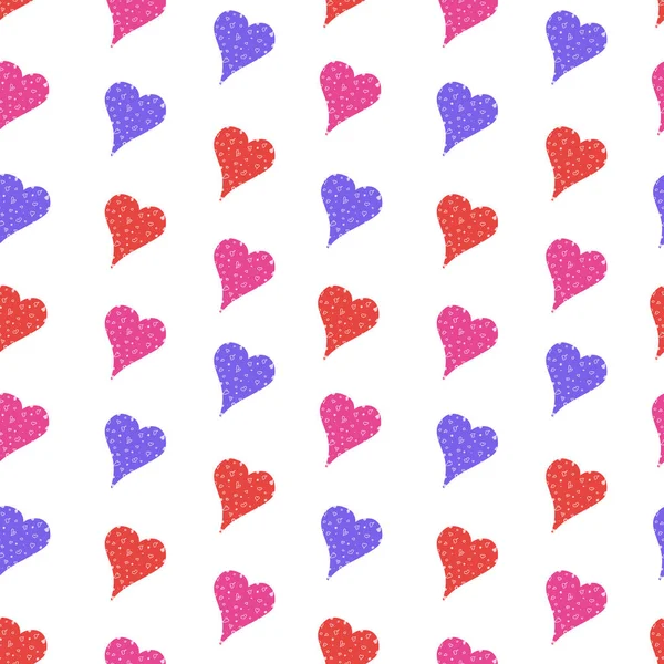 Простий Безшовний Візерунок Різнокольоровими Серцями Каракулів Валентинів День Дизайн Упаковки — стокове фото