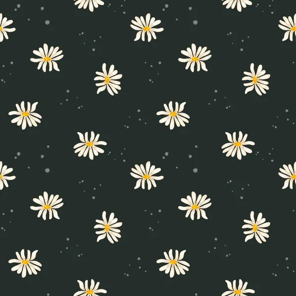 Ditsy print. Watercolor seamless floral pattern. Illustration Flowers Daisies drawn by hand. Spring botanical print
