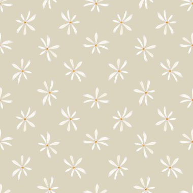Ditsy print. Watercolor seamless floral pattern. Illustration Flowers Daisies drawn by hand. Spring botanical print Floral texture for textile and fashion design.