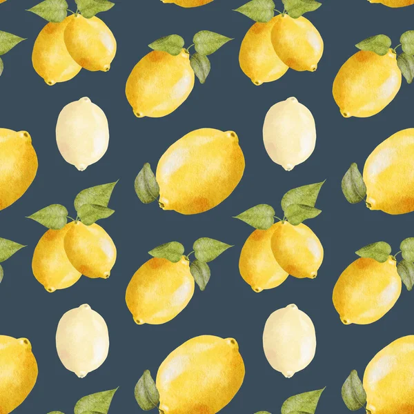 Aquarell Zitrone Nahtlose Muster Tropisches Fruchtzitronenmuster Die Illustration Ist Handgezeichnet — Stockfoto