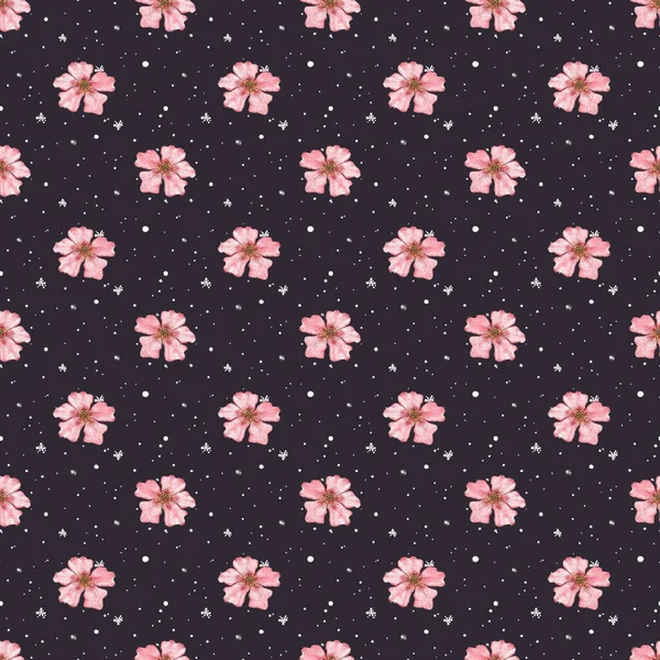 Akvarel Blomstermønster Problemfri Mønster Med Kinesiske Kirsebærblomster Kirsebær Blomstre Illustration - Stock-foto