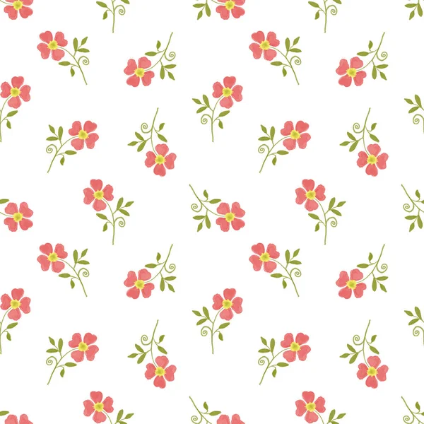 Floral Seamless Watercolor Pattern Червоні Квіти Природні Елементи Розробка Текстилю — стокове фото