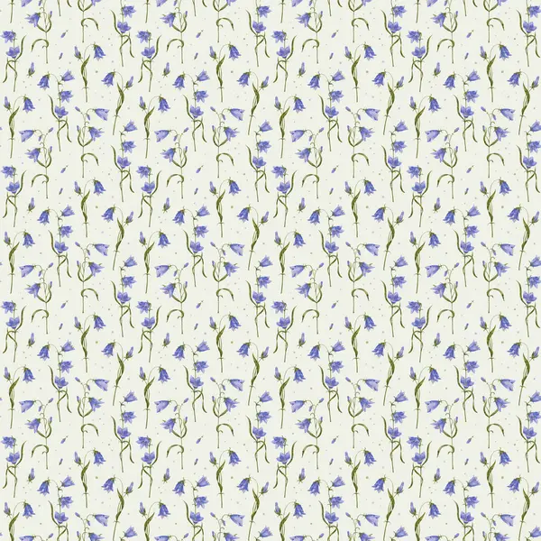 stock image Bell flowers. Wild flowers, seamless pattern. Blue wild flowers. Design for textiles and paper