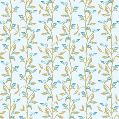 Çiçeksel, soyut, pürüzsüz desen. Pastel botanik geçmişi. Duvar kağıdı, tekstil, kırtasiye için doğal bitki tasarımı