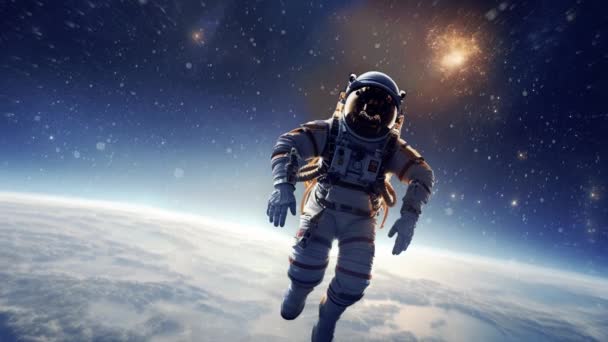 Klidná Hypnotizující Scéna Zachycující Osamělého Kosmonauta Který Mírumilovně Vznáší Rozlehlém — Stock video