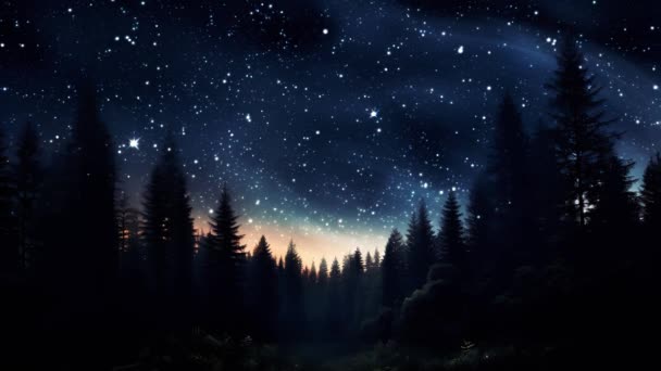 Parıldayan Yıldızlarla Dolu Karanlık Sakin Bir Gece Gökyüzünün Çarpıcı Panoramik Telifsiz Stok Video