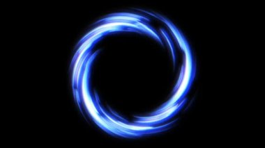 Pürüzsüz siyah bir zemin üzerinde büyüleyici bir mavi girdap, dijital sanat ve teknoloji projeleri için mükemmel.