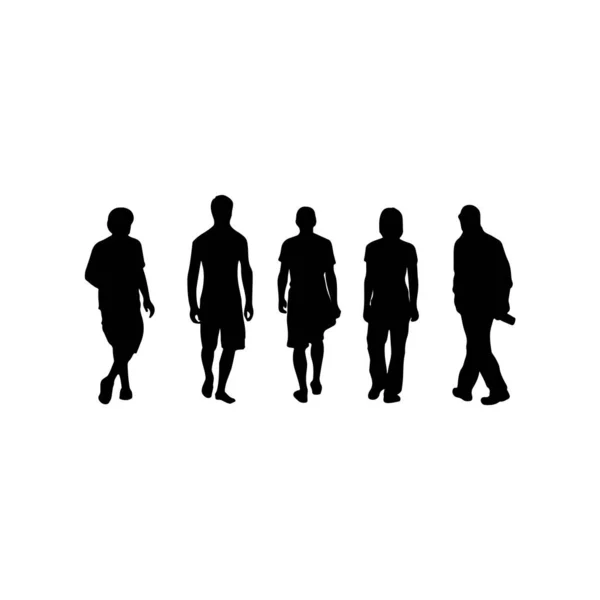 Personnes Marchant Sur Blanc — Image vectorielle