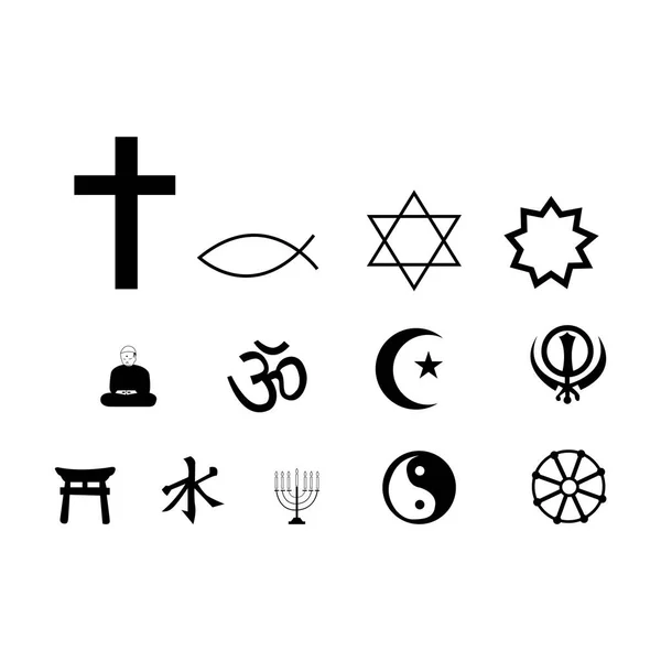 Reihe Unterschiedlicher Religiöser Symbole — Stockvektor