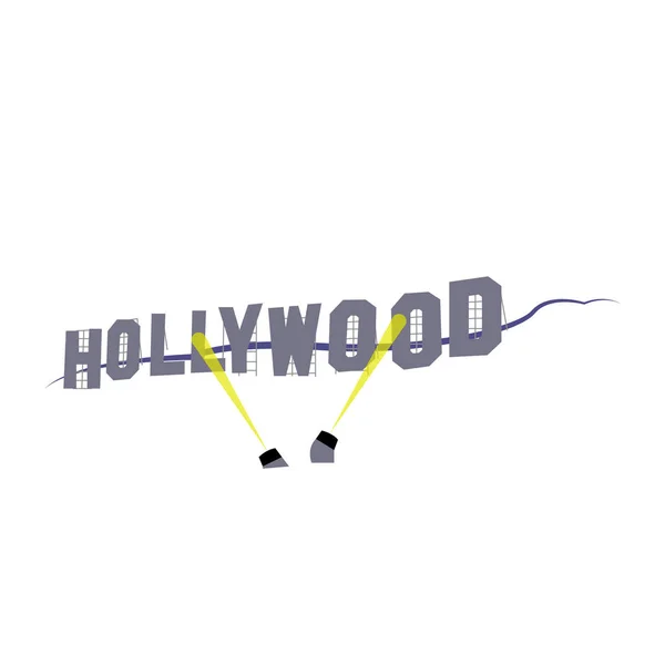 Sinal Hollywood Isolado Fundo Branco — Vetor de Stock