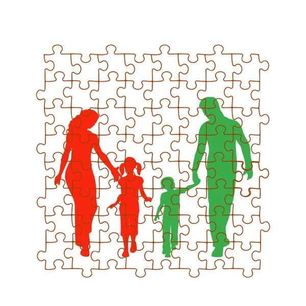 Family Puzzle Icon White — Stock Vector