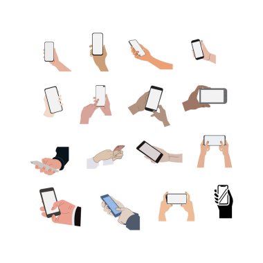 Akıllı telefonlar üzerinde beyaz izole holding eller