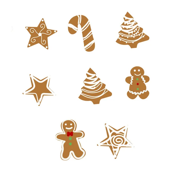 Gingerbread Cookies White — Stock Vector