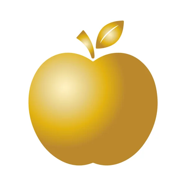 Golden Apple Icon Isolated White — Stock Vector