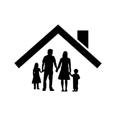 Beyaz arka planda yalıtılmış aile evi simgesi