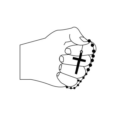 rosary in a hand isolated on white