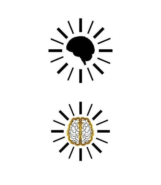 Cerveaux Brillants Icônes Sur Blanc — Image vectorielle