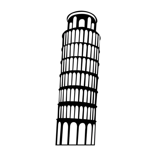 Scheve Toren Van Pisa Pictogram Geïsoleerd Witte Achtergrond — Stockvector