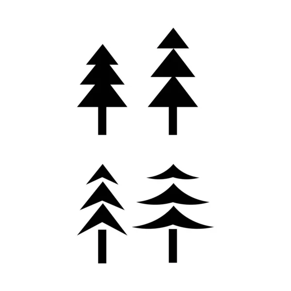 Conjunto Quatro Ícones Árvore — Vetor de Stock