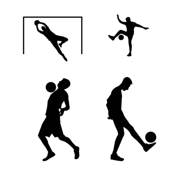 Silhouettes Joueur Football Sur Blanc — Image vectorielle