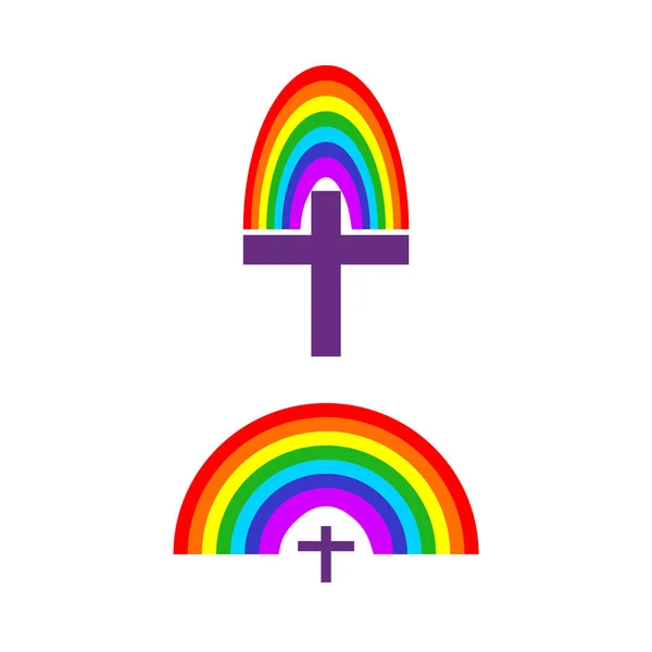 Two Rainbow Cross Icons — Stock Vector