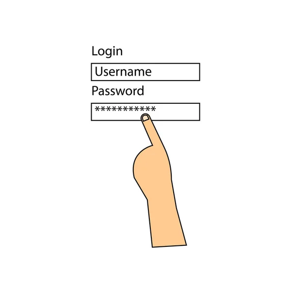 Finger Pressing Password Text Area — Stock Vector