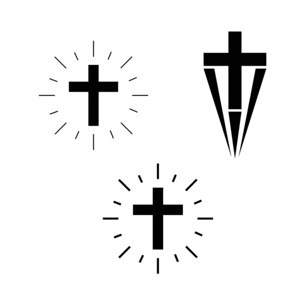 Набір Аркушів Трьох Піктограм Хреста Ізольовані Білому Тлі — стоковий вектор