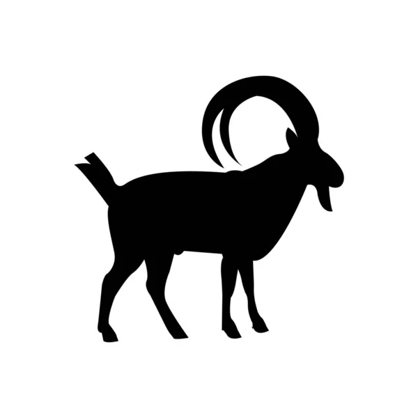 Cabra Ibex Aislada Sobre Fondo Blanco — Vector de stock