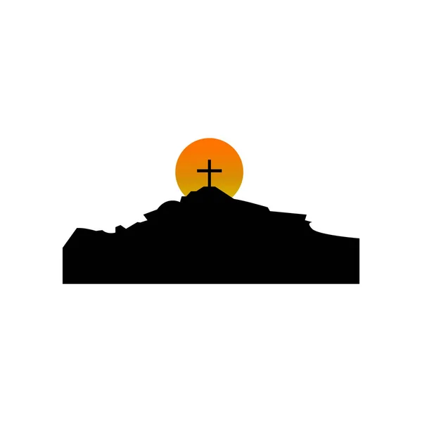 Kreuz Auf Einem Hügel — Stockvektor
