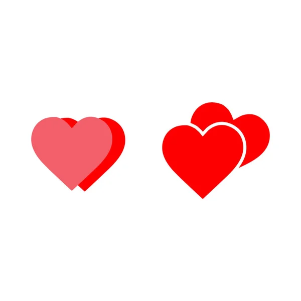 Set Two Hearts Icons Isolated White Background — Stock Vector