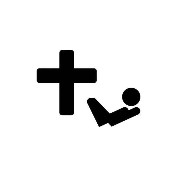 Man Praying Cross Icon — Stock Vector