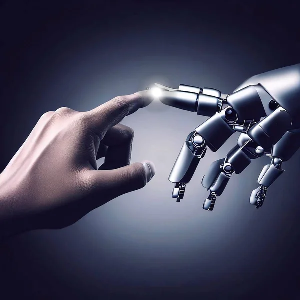 human and robot hand touch