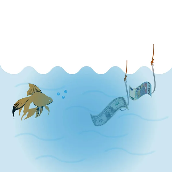 Fisch Wasser Und Geld Haken — Stockvektor