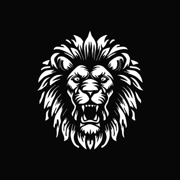 Icône Tête Lion Sur Fond Noir — Image vectorielle