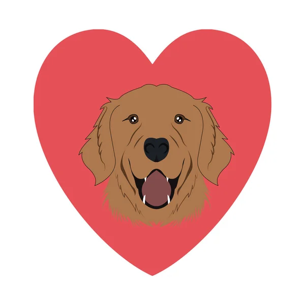 Σκύλος Κεφάλι Στην Καρδιά Εικονίδιο — Διανυσματικό Αρχείο